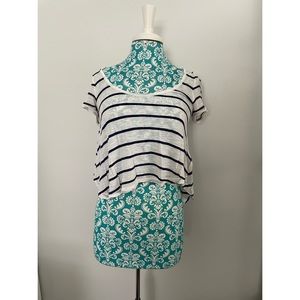 Guess Striped Crop Top Lace back